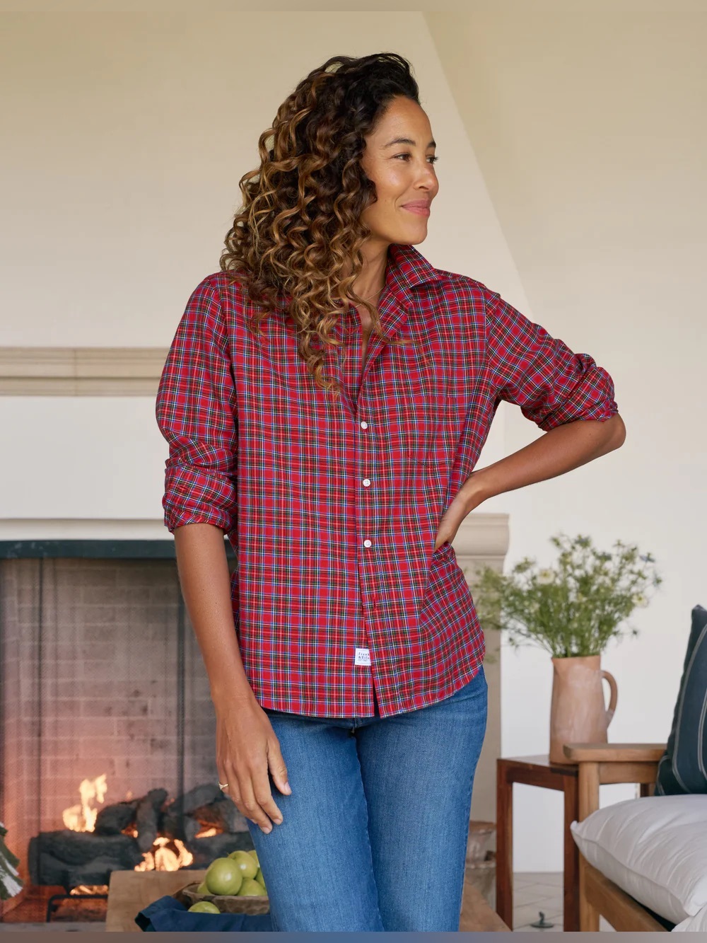 Frank & Eileen EILEEN Relaxed Button-Up ShirtCOLOR:Multicolor Small Red Plaid L